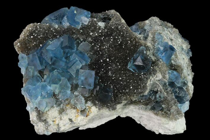 Blue Cubic Fluorite on Smoky Quartz - China #140722